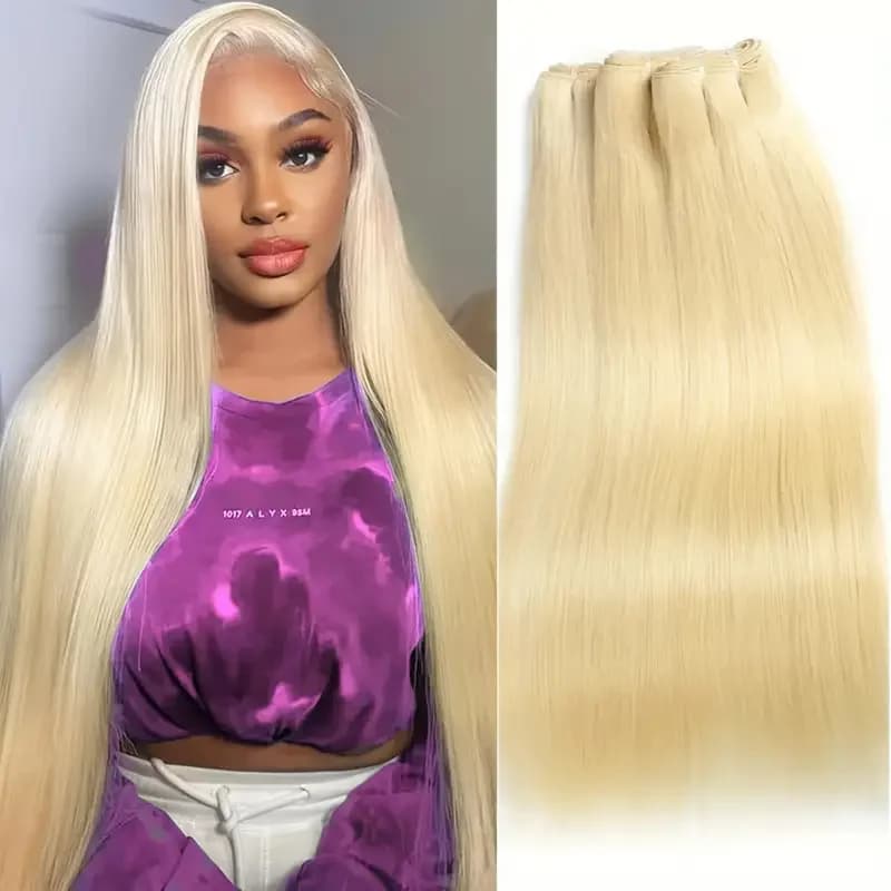 Extensions de cheveux brésiliens lisses couleur blonde 613, 1/3/4 paquets, tissage Remy en cheveux h