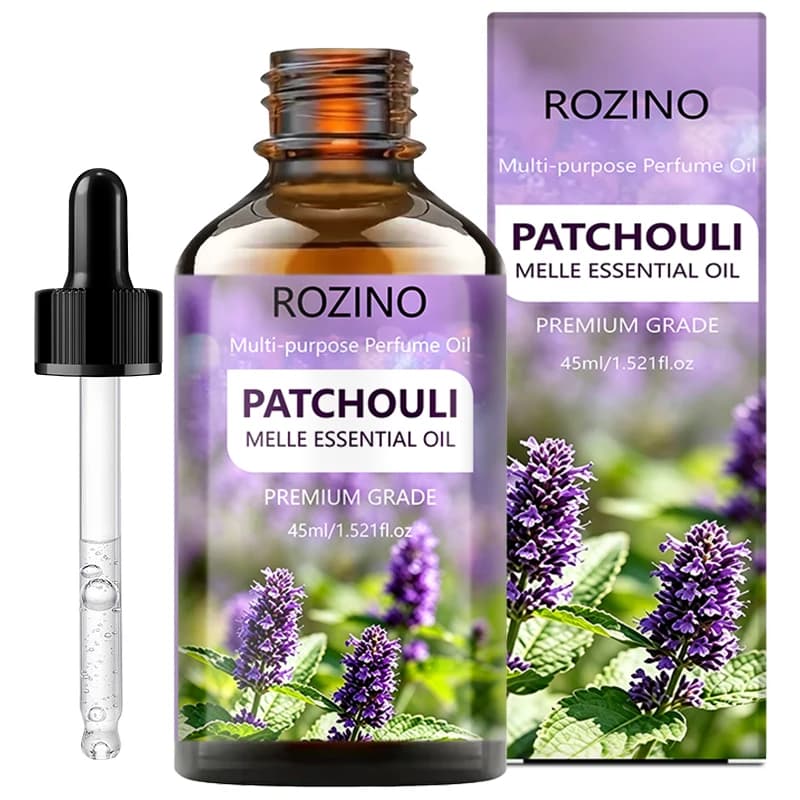 Huile essentielle de patchouli hydratante et nourrissante Rozino, à la texture chaude et douce, au p