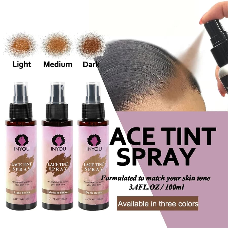 Spray de teinte pour perruque en dentelle - Brun foncé, brun moyen, brun clair, spray de teinte pour