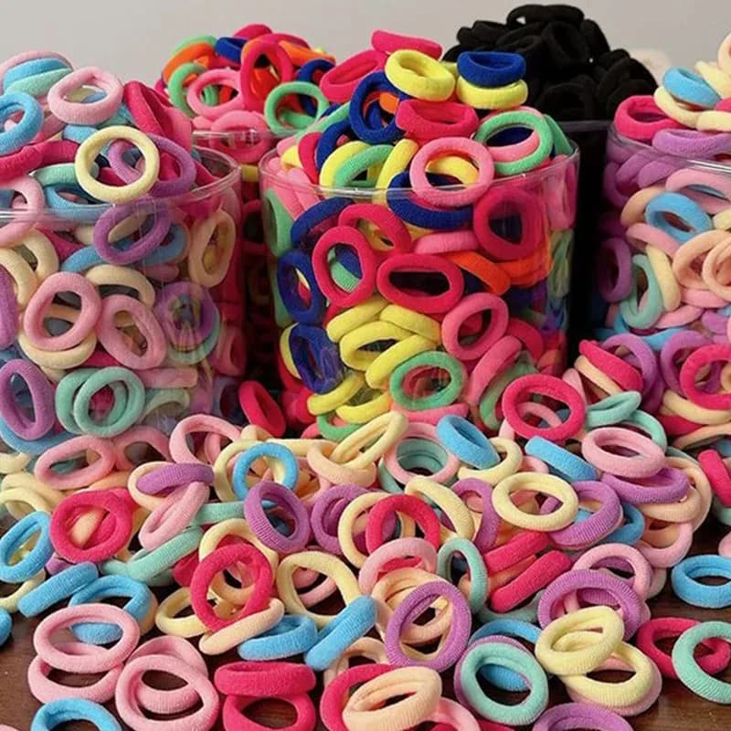 Attaches de cheveux élastiques en nylon de base colorées pour filles, chouchou pour queue de cheval,