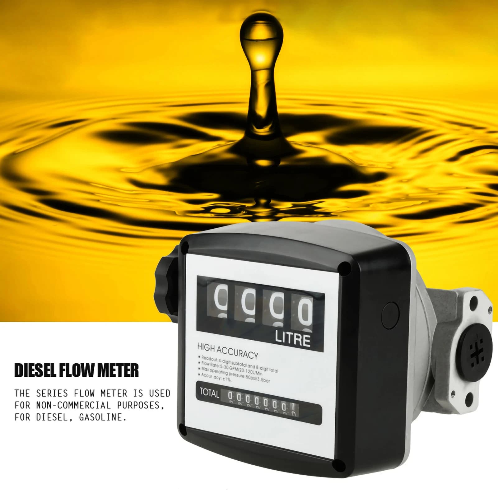 Compteur d'huile compteur numérique 1% haute précision 1 pouce 4 compteur d'huile de carburant de gaz numérique compteur jauge