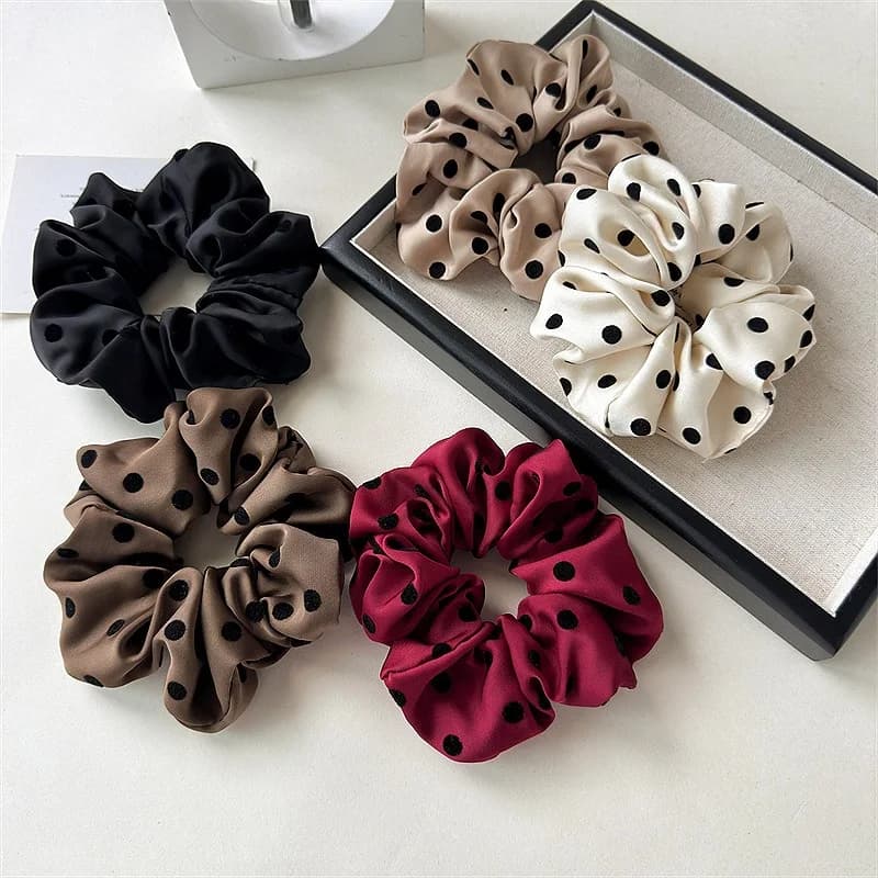 Chouchous en Satin simples pour femmes coréennes, bandeau à pointe ondulée pour filles, support queue de cheval, bandes en caoutchouc, attaches pour cheveux, accessoires pour cheveux
