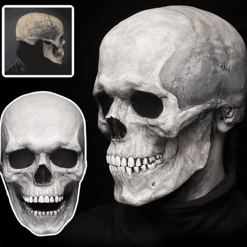 Masques de tête de mort réalistes pour adultes, masques qualifiée aux, équipement de sauna, bouche mobile, mâchoire, anime, casque d'horreur, anonyme, Halloween, carnaval, modules