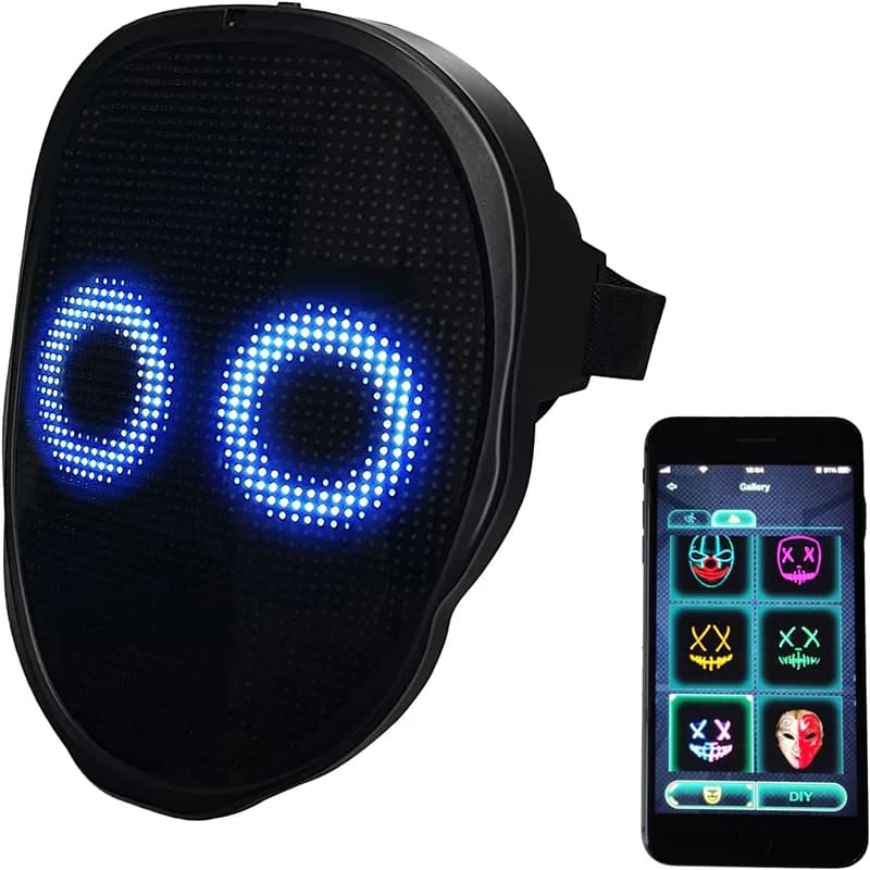 Masque lumineux LED de fête, détection de gestes, affichage intelligent, masques faciaux LED, Programmable, contrôle par application Bluetooth, masque de transformation