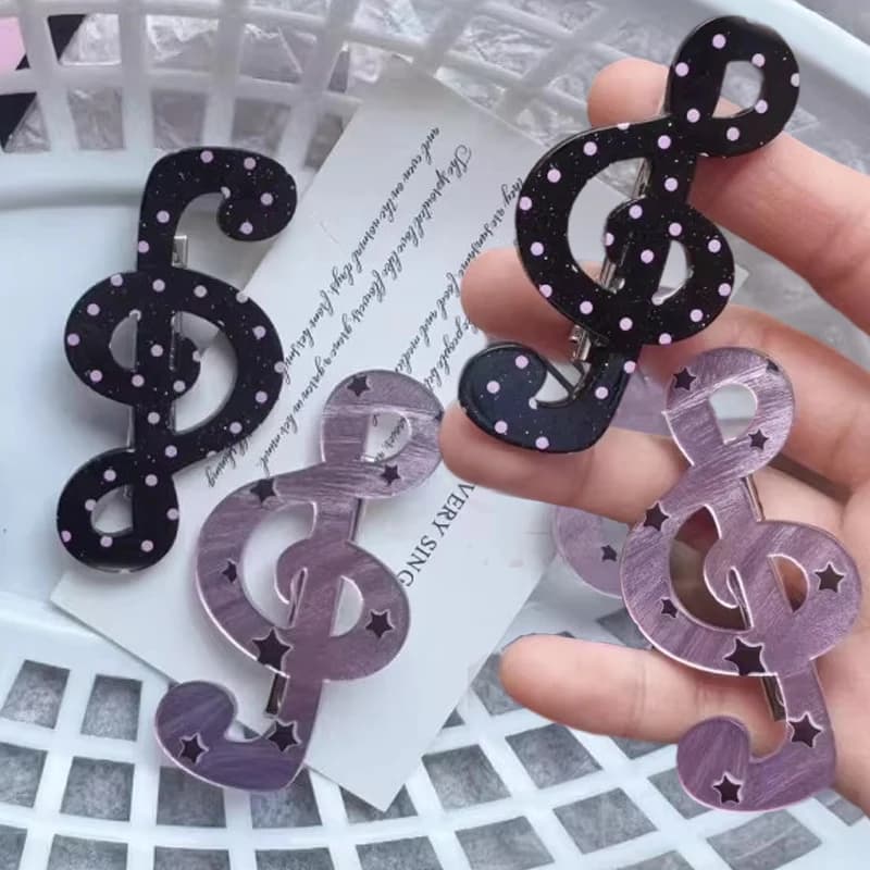 Barrettes à cheveux à pois et rayures motif notes de musique, style coréen, pinces latérales pour franges, accessoires capillaires quotidiens adorables pour femmes