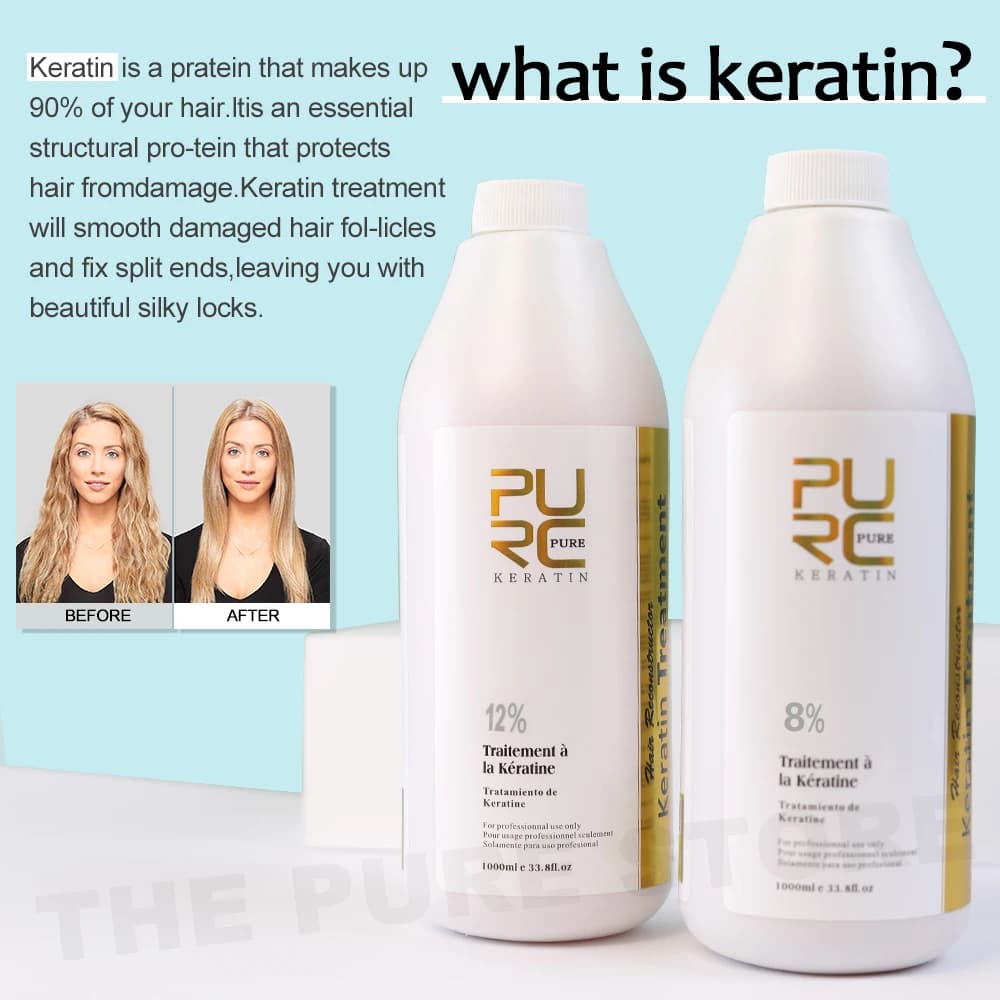 PURC 12% kératine lissante traitement des cheveux élimination des crépus