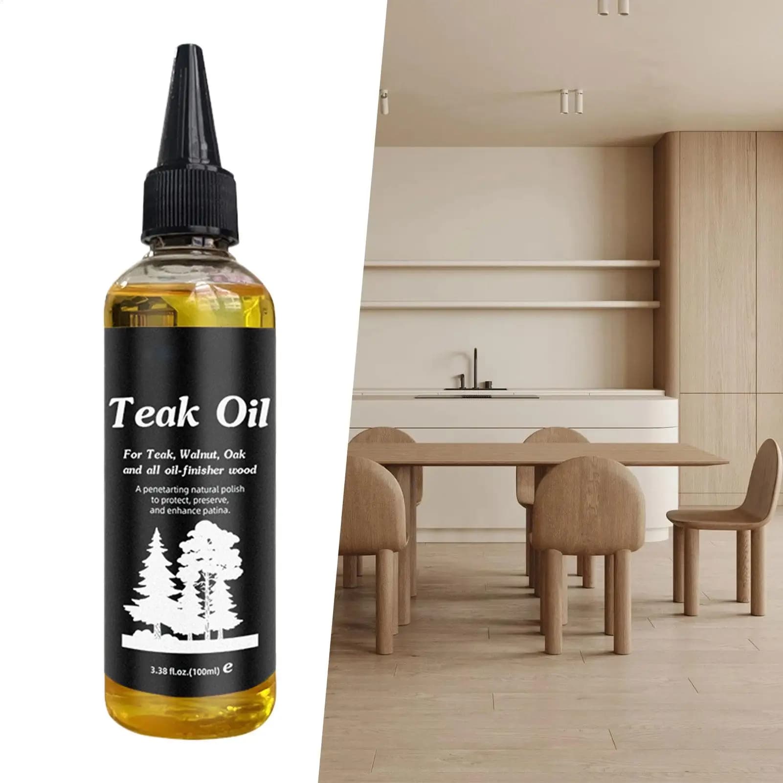 Huile pour meubles 100 ml, polisseur pour bois dur, conditionneur non gras, soin du bois, huile de teck pour table et bureau en bois
