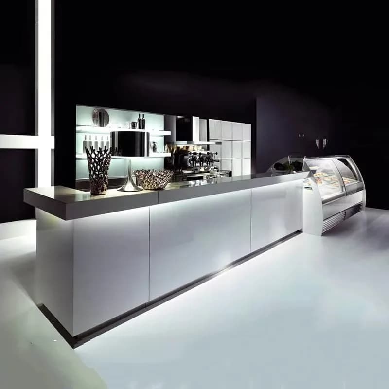 Comptoir de bar commercial pour restaurant à vendre – Idée de bar moderne et rétro, comptoir de bar en acier inoxydable de haute qualité, comptoir à café personnalisé