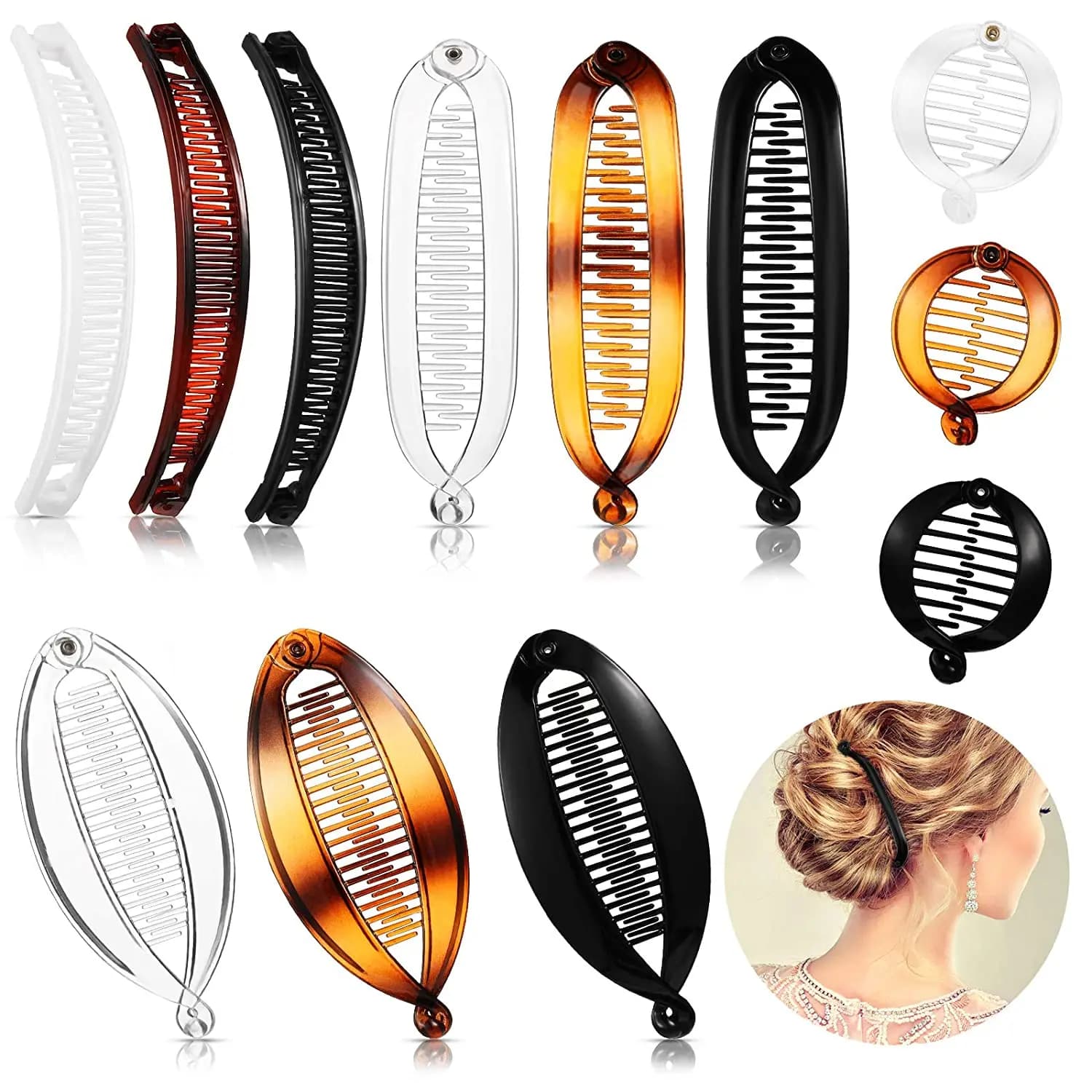 12 pièces pinces à cheveux banane peignes classiques grand Double peigne pince à cheveux queue de po