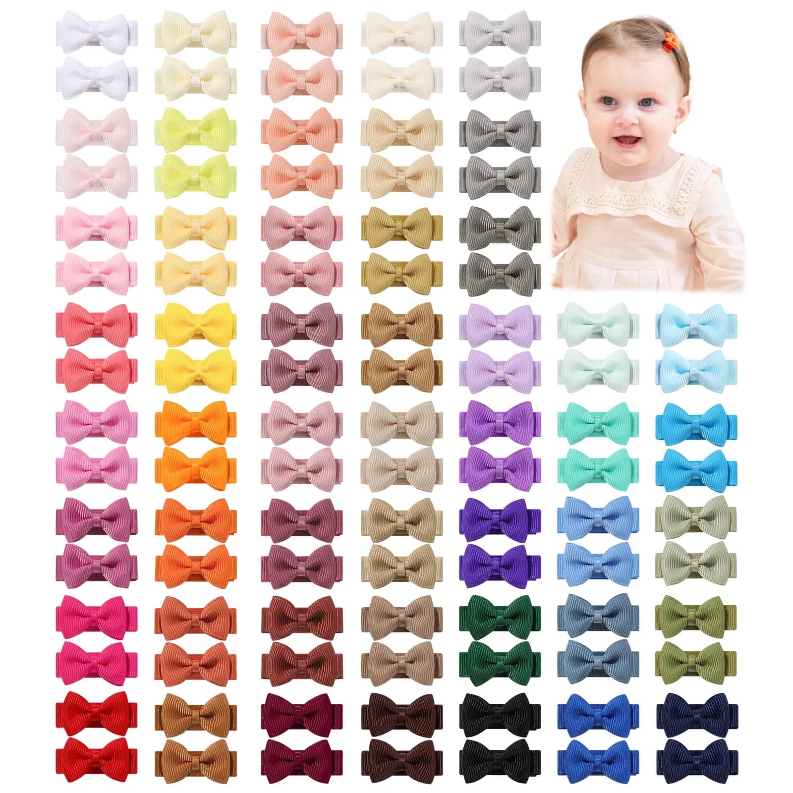 Bébé arcs 100 pièces 1.2 ''ruban cheveux arcs Clips pour bébé filles couleur bonbon nœud papillon ép