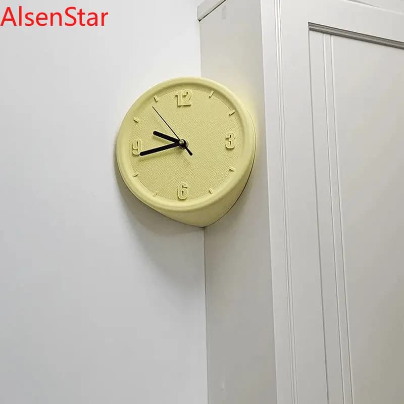 Horloge murale d'angle sans perçage, design artistique et scientifique, silencieuse, pour salon, bureau, décoration intérieure