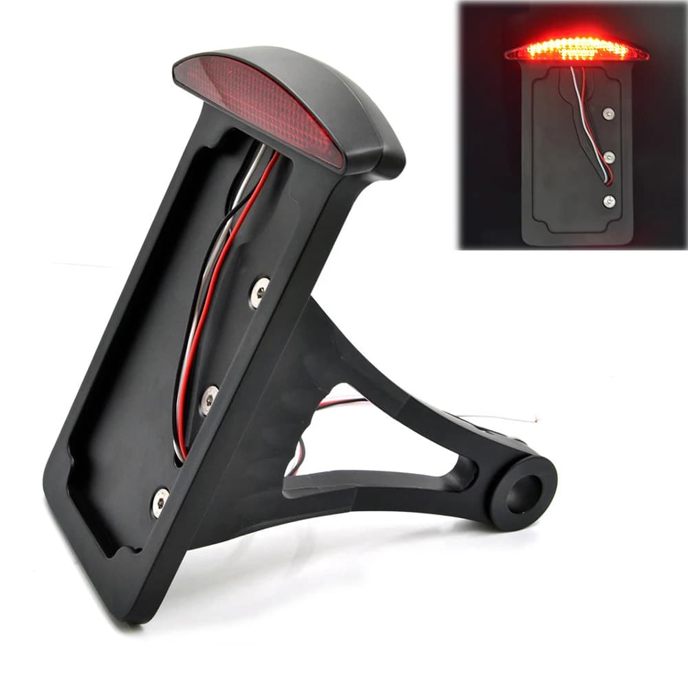 Support de plaque de planificateur de feu stop de frein de moto, support latéral avec feu arrière LED pour Harley Sportsters Bobber Chopper Iron