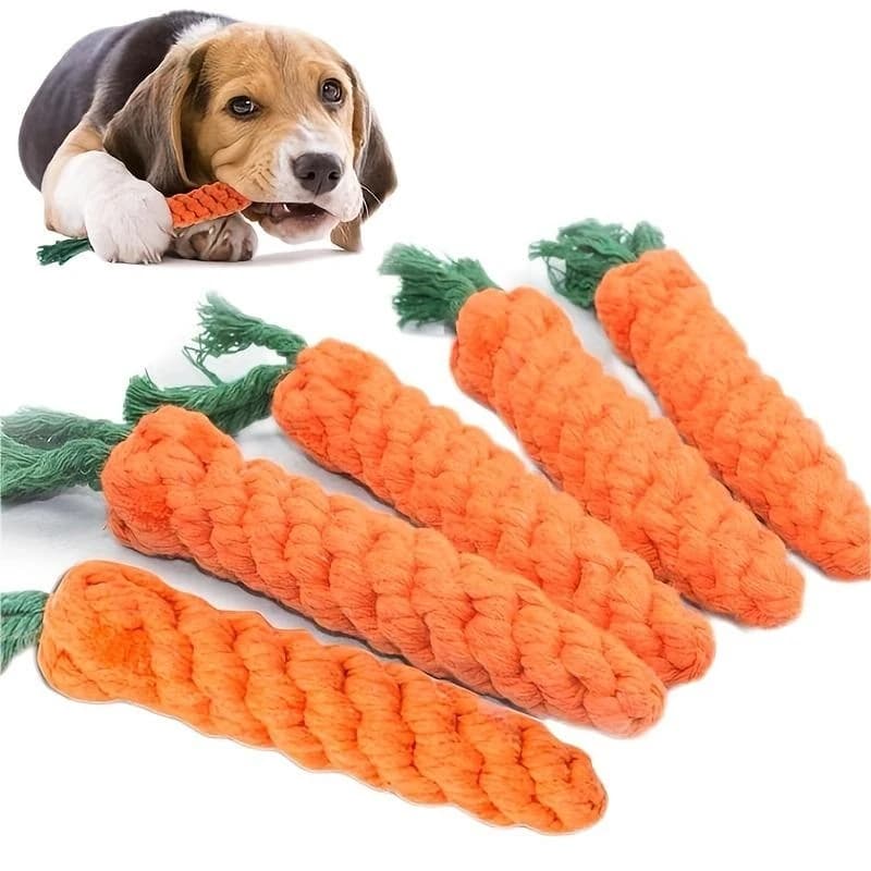 Jouet à nœud pour animaux de compagnie, 1 pièce, en forme de carotte pour chien et chat, jouets à mâcher, corde en coton, jouets d'intérieur pour chiens et chats, accessoires pour chiens