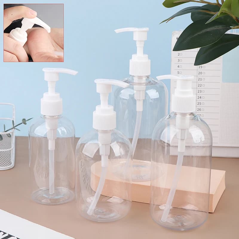 Bouteilles distributrices portables avec pompe de 200 à 500 ml – Contenants cylindriques durables pour shampoing, lotion et savon liquide