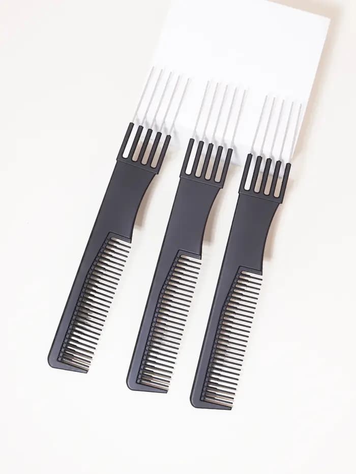 Peignes professionnels pour teinture de cheveux, 3 pièces, avec design double face en métal et acier