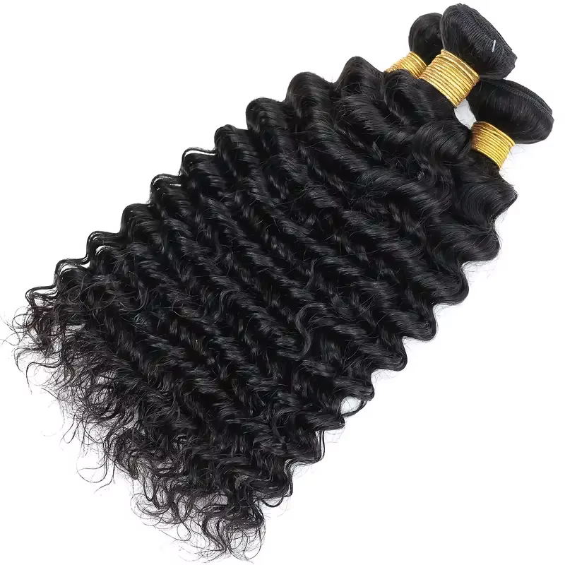 Extensions de Cheveux Humains Ondulés Profonds, 38 Pouces, Cheveux Brésiliens Vierges Non Traités, D