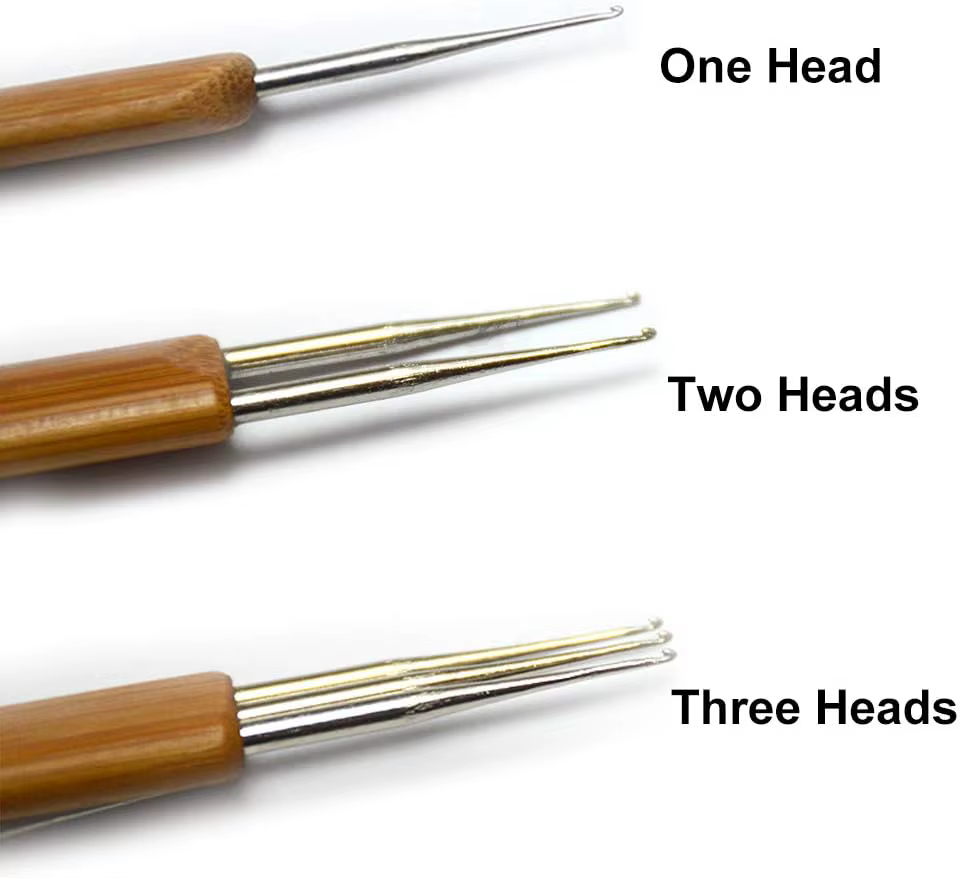 3 pièces/ensemble 0.75mm Dreadlock Crochet pour cheveux Dreadlock aiguille outil pour tresse bambou