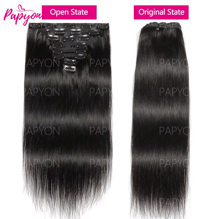 Clip in Hair Extension Human Hair 22 24 26 28 Pouces Extension Clip Cheveux Humains Extensions Cheve
