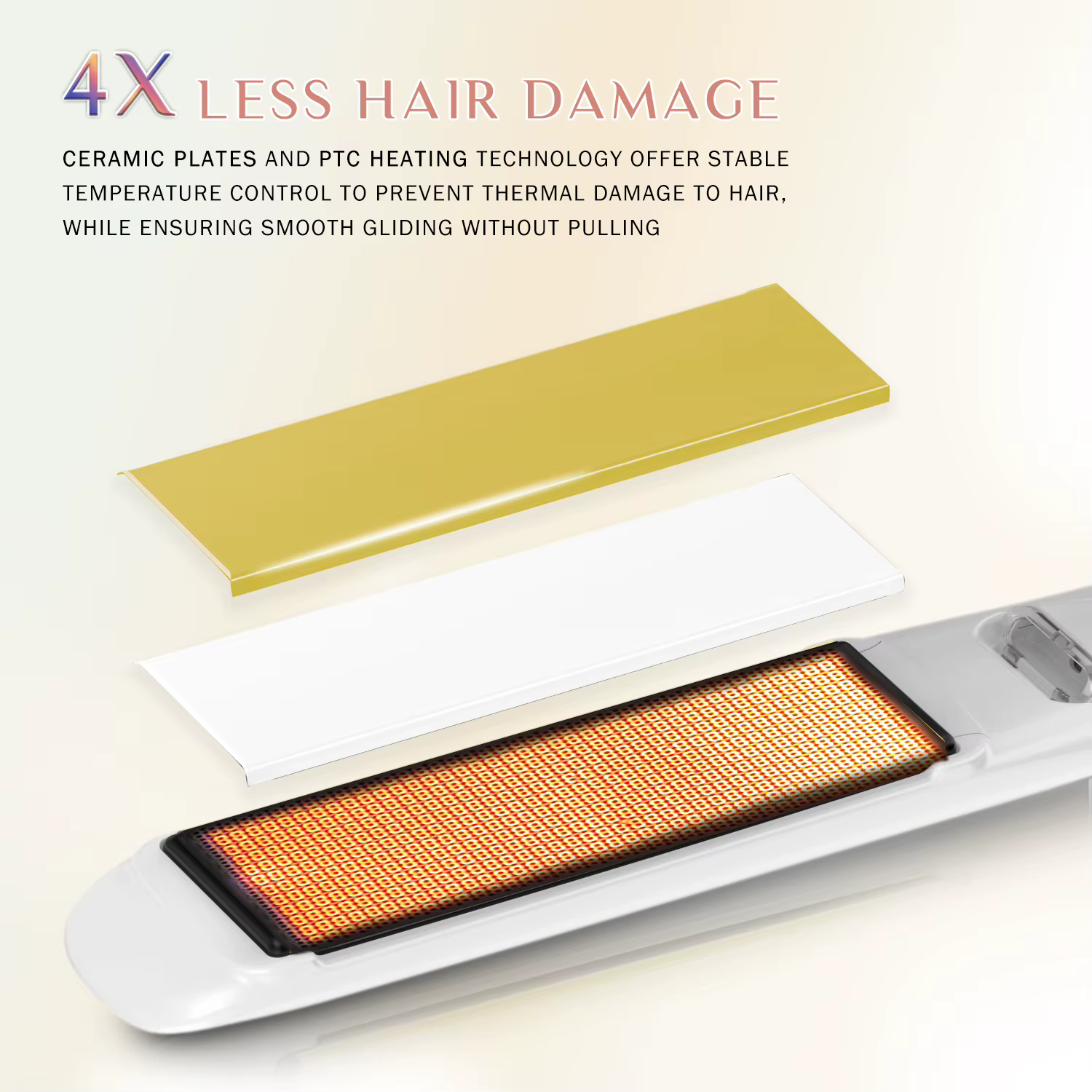RUCHA – fer plat pour cheveux en plaque de titane miroir, avec traitement à la kératine au Plasma po