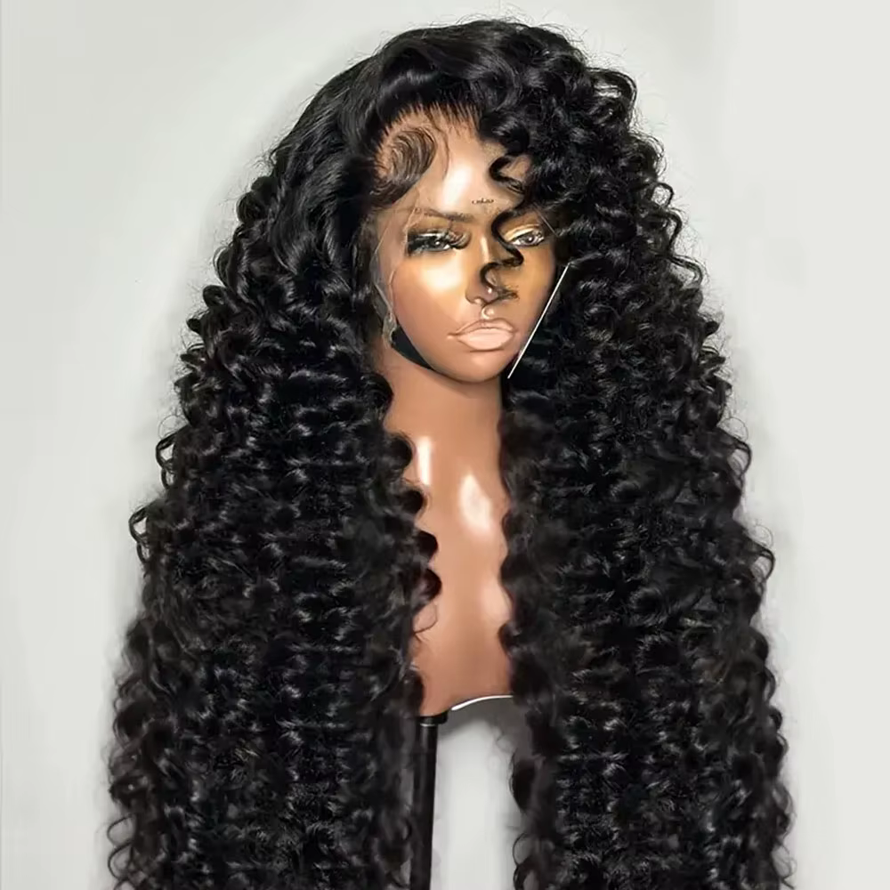 Perruques Lace Frontal en Cheveux Humains Vierges Brésiliens, Ondulées Profondes et Bouclées, Densit