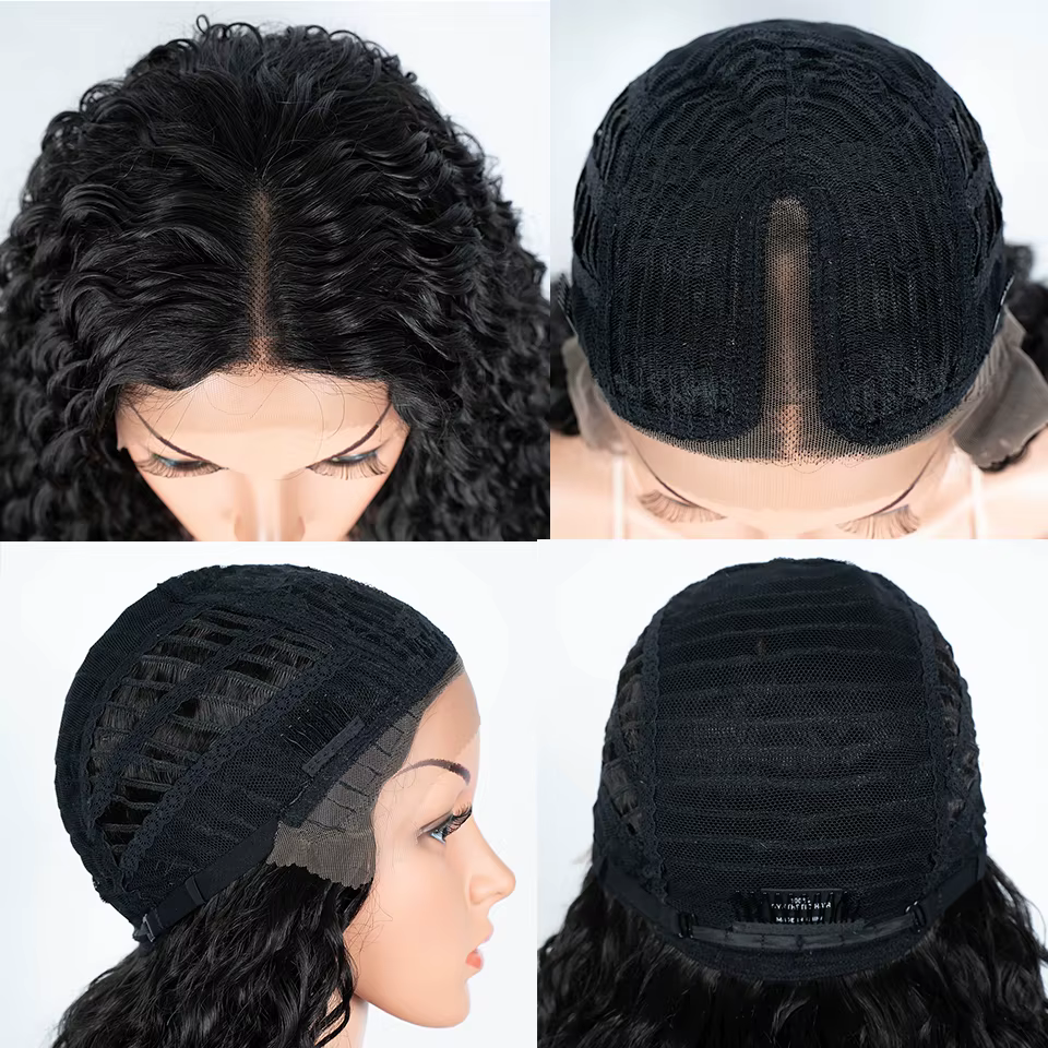 Perruque Lace Front Wig synthétique bouclée longue de 30 pouces, perruque de Cosplay ombrée brune HD