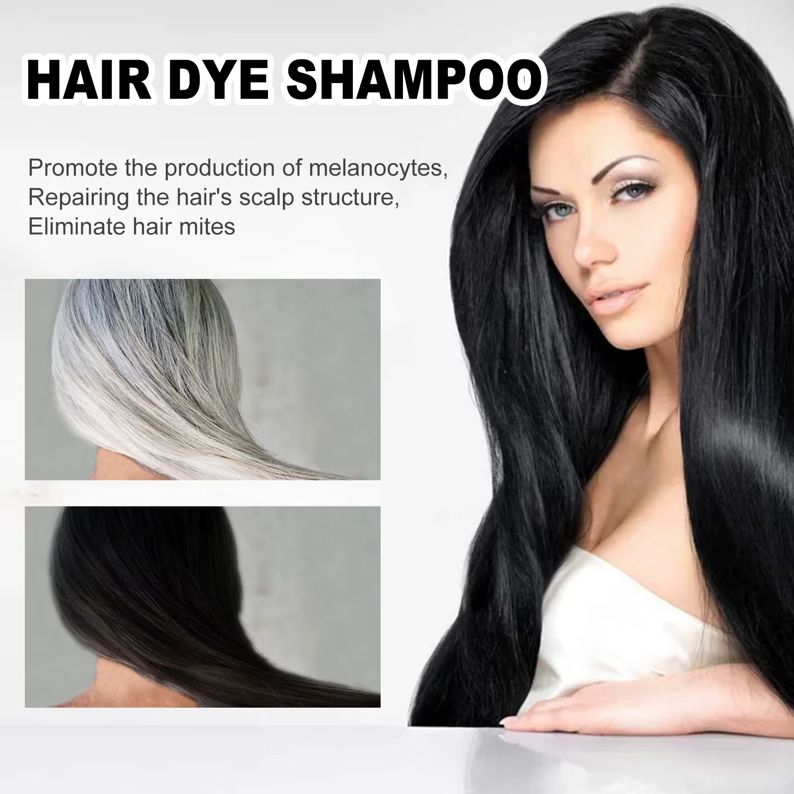 Eelhoe – shampoing pour cheveux noirs, réparation des cheveux secs et endommagés, propre, nourrit, P