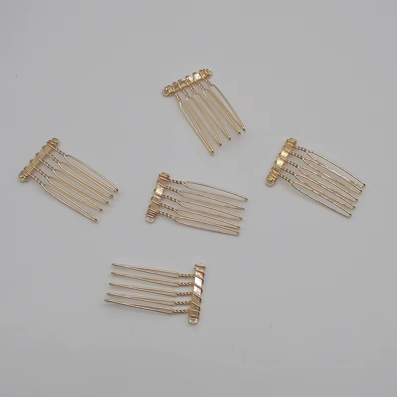 Peignes à cheveux en métal uni argenté, 30 pièces, 2.0cm x 3.7cm, 5 dents, pour enfants, couronne di