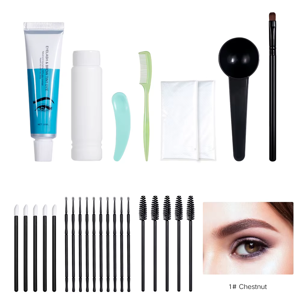 Kit de teinture professionnelle permanente pour cils, sourcils, barbe et moustache – Mascara coloran