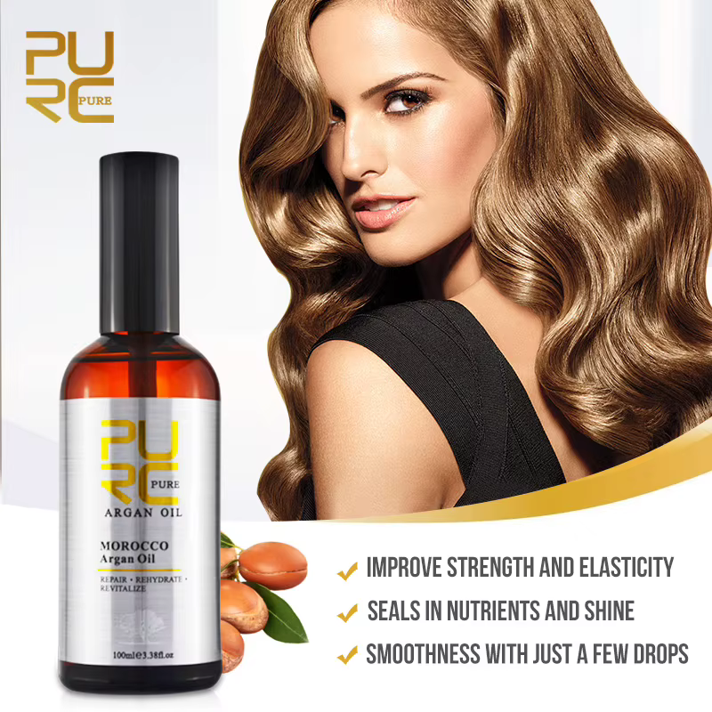 PURC – huile d'argan marocaine, lissante, réparation douce, frisottis, traitements du cuir chevelu s