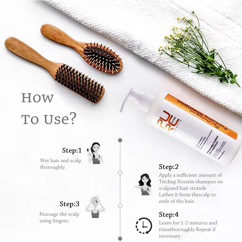 PURC – shampooing purifiant, 300ml, après-shampoing pour lisser les cheveux, traitement à la kératin
