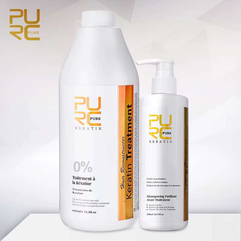 PURC 1000ml kératine 300ml shampooing traitement lissant les cheveux produits pour cheveux bouclés é