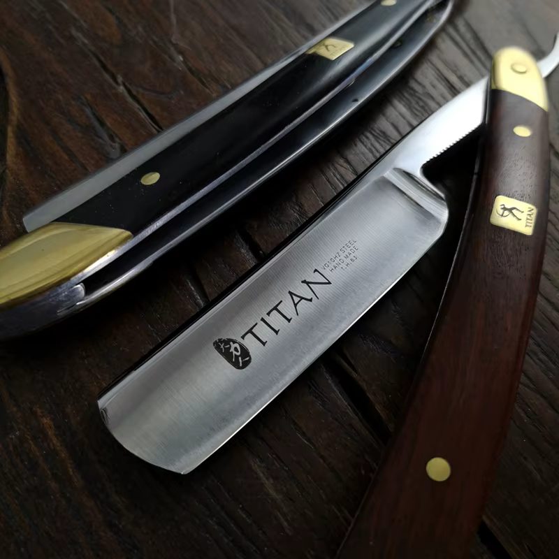 Titan – rasoir droit pour barbier, pour barbe, couteau de rasage pour hommes, sécurité