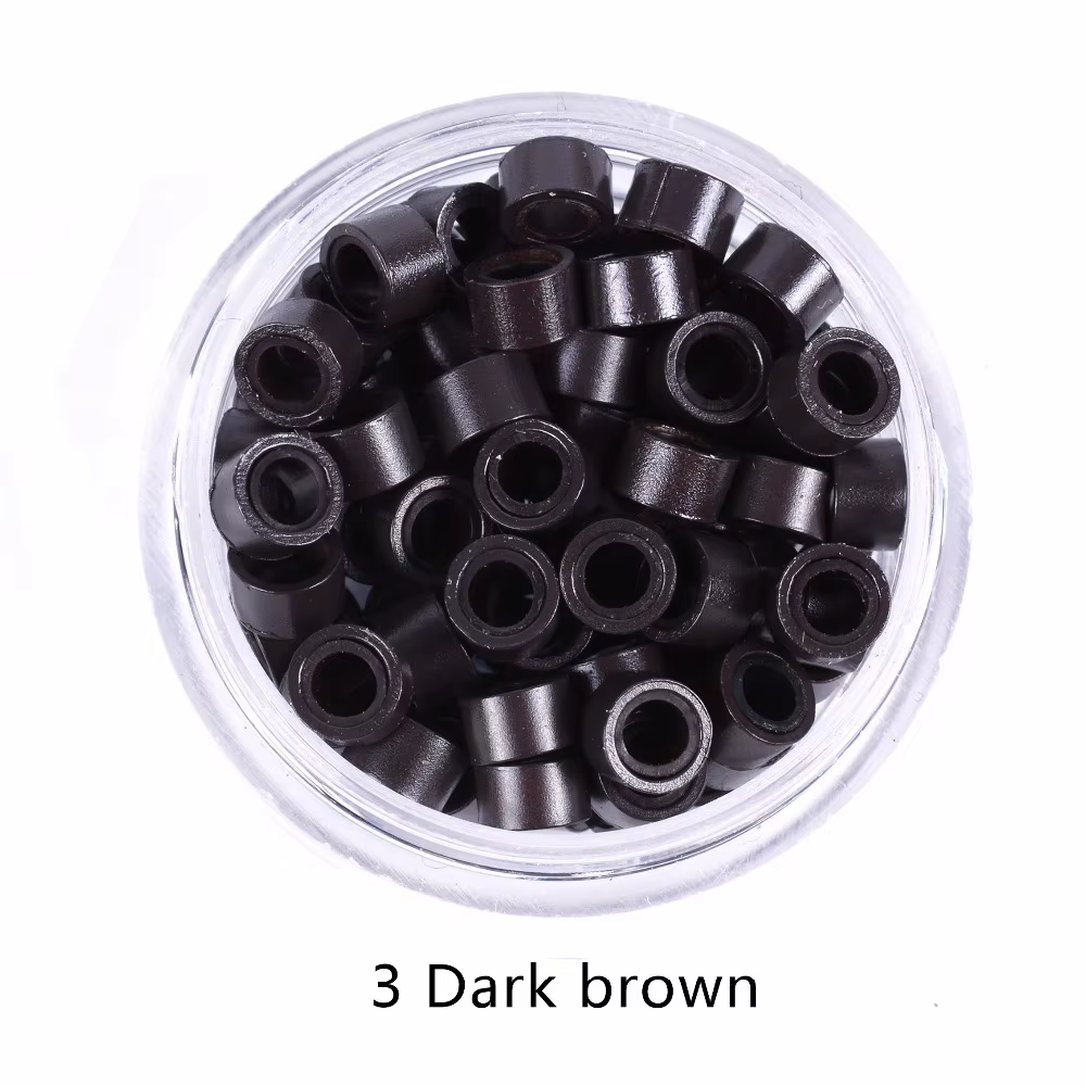 100 pièces 5.0*3.0*3.0mm Micro anneaux/liens/perles doublés de Silicone MICRO anneau lien sertissage