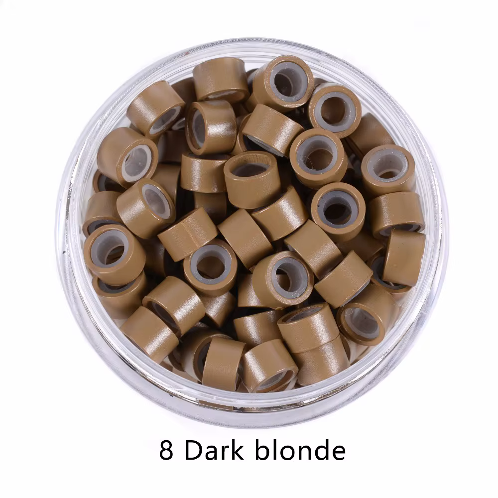 100 pièces 5.0*3.0*3.0mm Micro anneaux/liens/perles doublés de Silicone MICRO anneau lien sertissage
