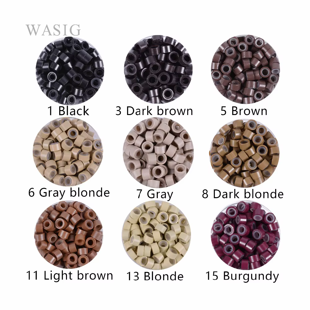100 pièces 5.0*3.0*3.0mm Micro anneaux/liens/perles doublés de Silicone MICRO anneau lien sertissage