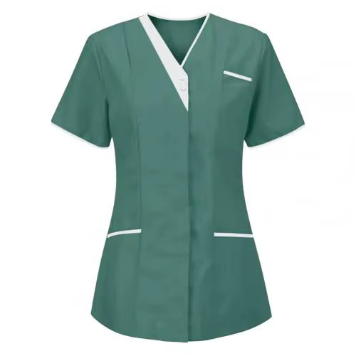 Robe d'infirmière de soins de santé, vêtements d'infirmière, T-Shirt, col en V, poche, manches court