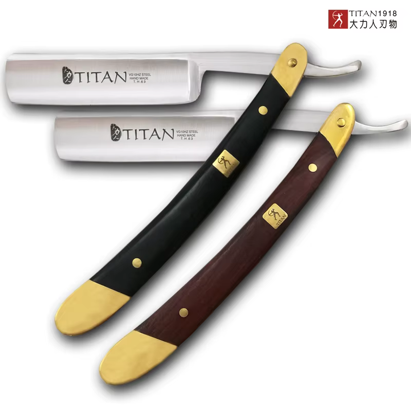 Titan – rasoir droit pour barbier, pour barbe, couteau de rasage pour hommes, sécurité