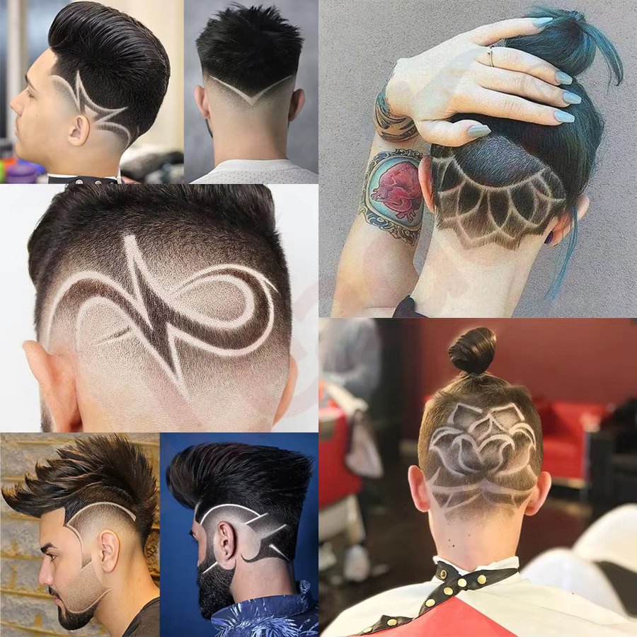 Stylo de gravure de rasoir de tatouage de cheveux pour la conception d'art de cheveux et stylo de co