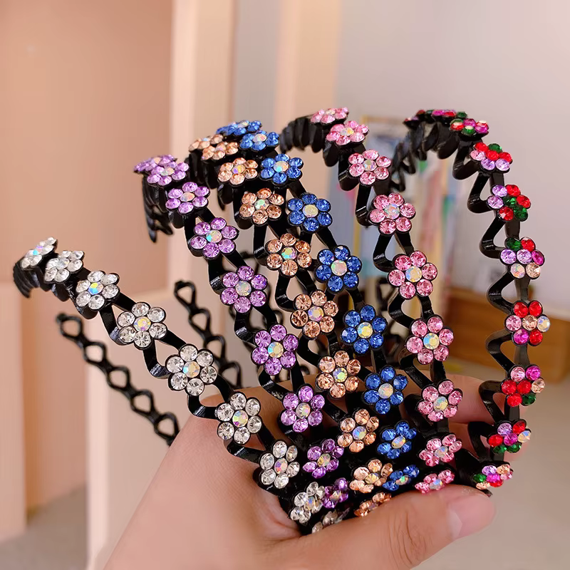 Bandeaux élastiques antidérapants en strass pour femmes, fleur, mode perle, cerceau pour cheveux, lu