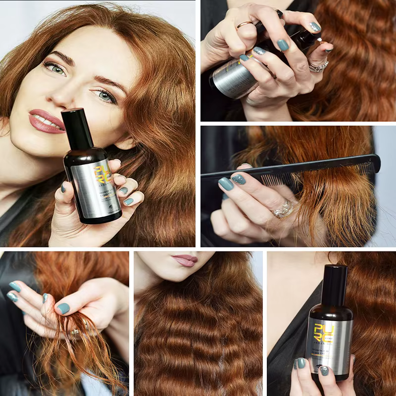 PURC – huile d'argan marocaine, lissante, réparation douce, frisottis, traitements du cuir chevelu s