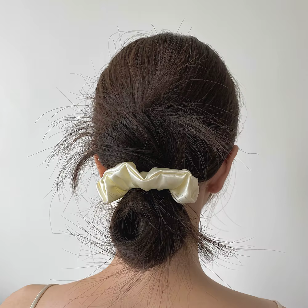 Grands chouchous en soie de mûrier Pure 100%, bandes en caoutchouc, attaches pour cheveux, élastique