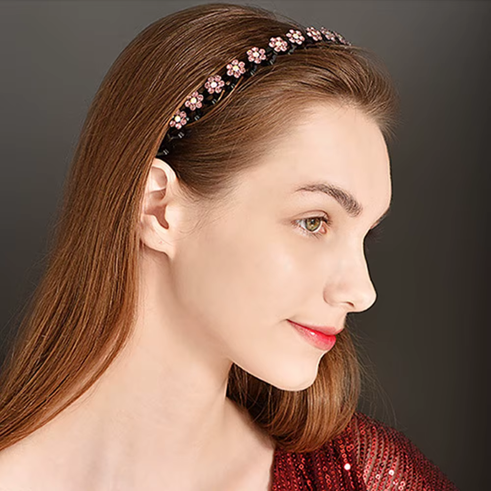 Bandeaux élastiques antidérapants en strass pour femmes, fleur, mode perle, cerceau pour cheveux, lu