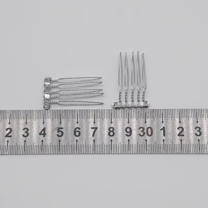 Peignes à cheveux en métal uni argenté, 30 pièces, 2.0cm x 3.7cm, 5 dents, pour enfants, couronne di