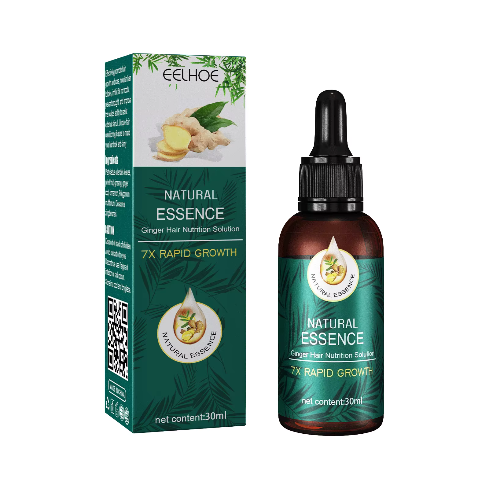 EELHOE – sérum de croissance capillaire au gingembre, repousse des cheveux, plus épais, plus longtem