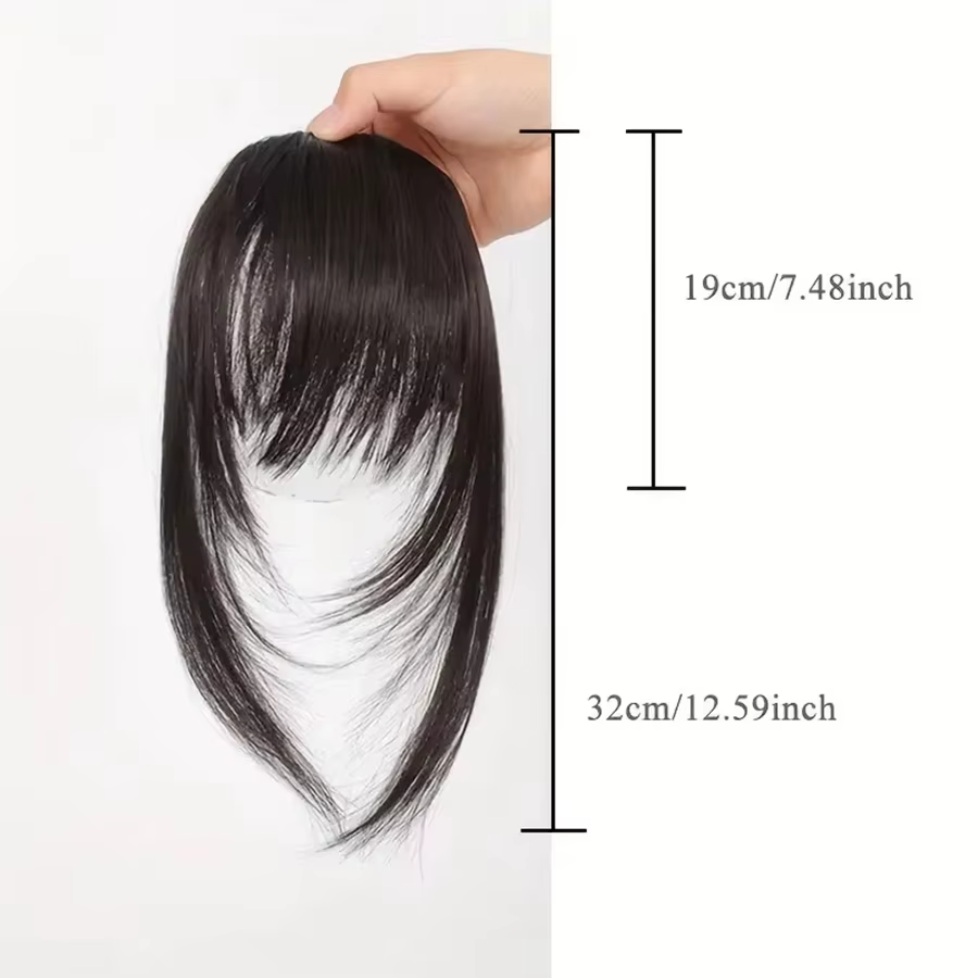 Extensions de cheveux synthétiques droites pour femmes avec frange superposée frange latérale postic
