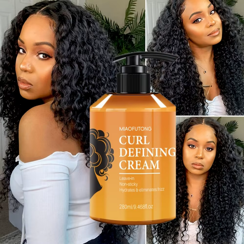 Curl Defining Cream à l'huile d'argan pour boucles ondulées, hydratant pour cheveux et brillance et 