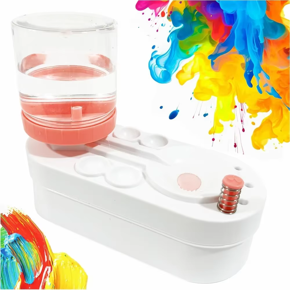 Nettoyeur de pinceaux amélioré avec circulation d'eau pré-assemblé, pour pinceaux à aquarelle, à hui