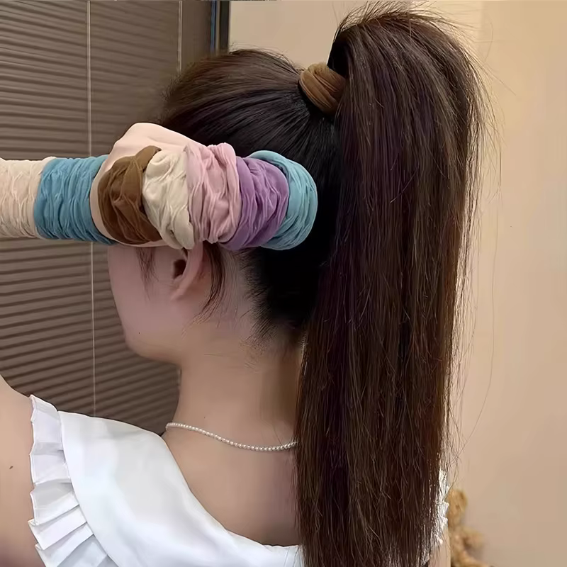 Lot de 4 chouchous solides très extensibles et larges pour femmes, attaches pour queue de cheval, él