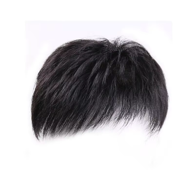 Perruque pour hommes, patch pour cheveux, couverture de calvitie du front, cheveux blancs, fibre syn