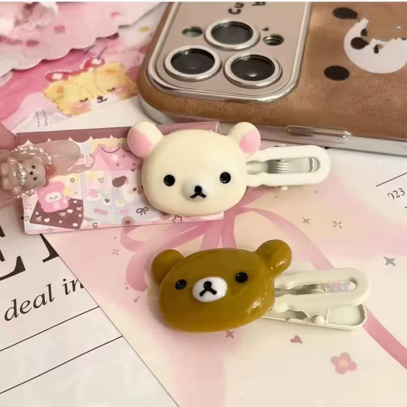 Ensemble d'épingles à cheveux ours mignon, coiffure Preppy, cheveux en plastique, accessoires doux, 